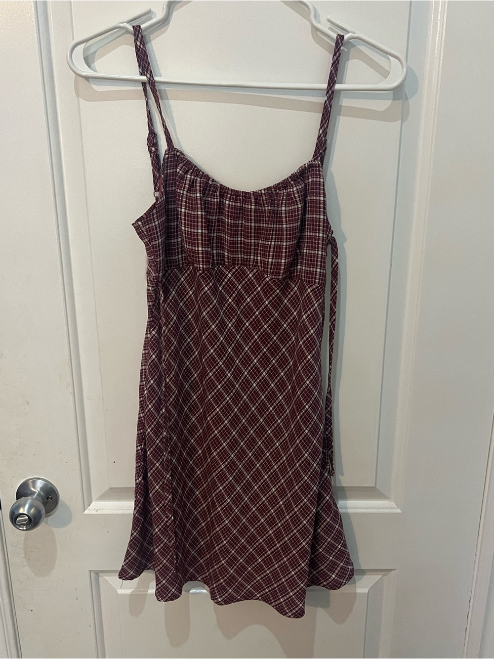 Hollister Burgundy Plaid Sundress with Spaghetti Straps